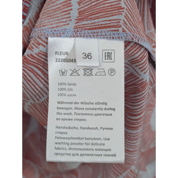 IVI Collection 100% Silk Blouse Light Blue Poppy Floral V neck Long Sleeve Sz 36 - Picture 8 of 9